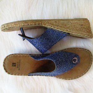 White Mountain Blue Glitter Thong Espadrille 10